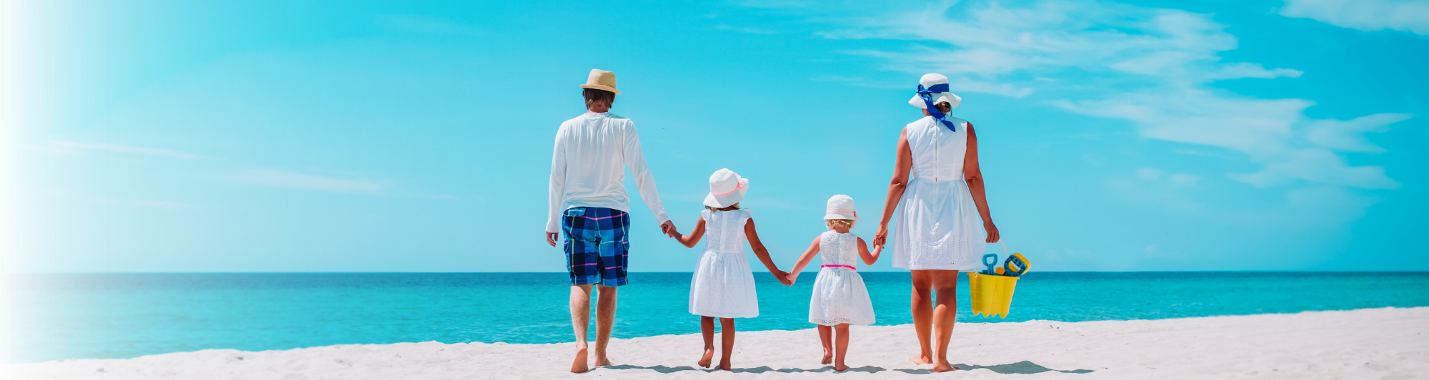 Family walking on the beach